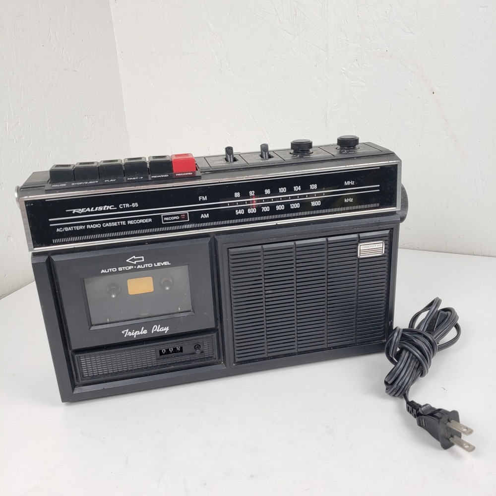 Realistic CTR-65 AM FM Radio Cassette Recorder Player Vintage 14-1003 Black